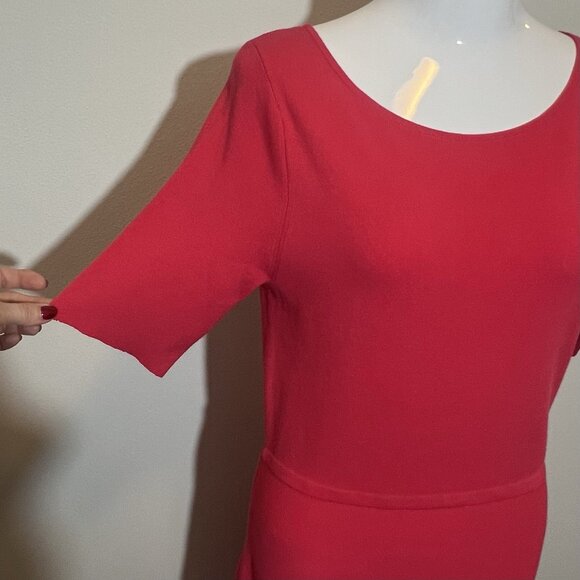 Banana Republic Women’s Ribbed Midi Dress Small Short Sleeves Pink Dressy Preppy - Picture 9 of 10